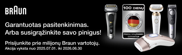 I&scaron;bandykite Braun prietaisą. 100 dienų pinigų grąžinimo garantija.