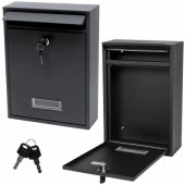 Mailbox for letters, galvanized steel, black, 32x21.5x8.5cm