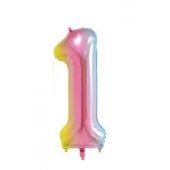 Folio balloon 100cm Number 1 Glossy Colorful
