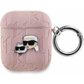 KLA2PGKCPP Embossed Karl and Choupette Heads Apple AirPods 1|2 Pink