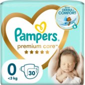 Premium Care Nappies, Size 0, <3kg, 30pcs