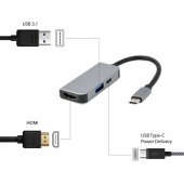 3in1 kelių prievadų adapteris USB Type C