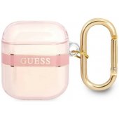 TPU Printed Stripe Case for Airpods 1/ 2 Pink