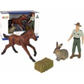 Set of Animal Figurines Horse Hare Farmer