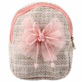 Vaikiška kuprinė su pintu kaspinėliu ir zuikučiu, rožinė, 21 cm, 2 l