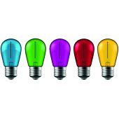 E27 S14 1W 50lm Green/ Blue/ Yellow/ Red/ Purple Set 5 pcs.