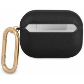 GUAPSASMK Saffiano metal logo Case for Airpods Pro Black