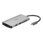 8 viename USB-C šakotuvas su HDMI / Ethernet / kortelių skaitytuvu / Power Deliver