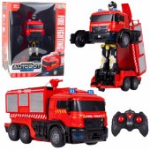 Gaisrininko robotas automobilis 2 viename, nuotoliniu būdu valdomas, RC, šviesos, garsai, vanduo