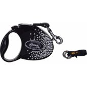 Flexi FLEXI Glam Splash Crystal pavadėlis, S STRIP 3 m, juodas