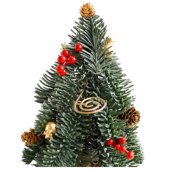 Decorative Christmas Tree on a Trunk Red Rowan Cones 26 x 12 cm