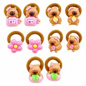 Capybara Hair Bands Pink Elements Set of 10 Rubber Bands