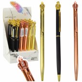 Metal Ballpoint Pen Automatic Crown Blue Ink 1.0mm