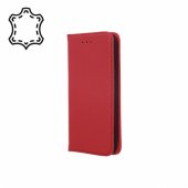 „Genuine Leather“ Xiaomi Redmi 12C knygos tipo dėklas, raudonas