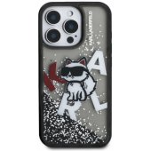 Liquid Glitter Scattered Choupette iPhone 16 Pro Max Black