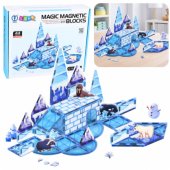 Magnetiniai blokeliai Ice Land gyvūnų figūrėlės, mėlynos, 44 vnt.
