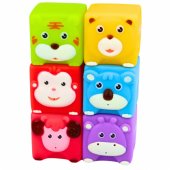 Set of Soft Rubber Blocks Educational Animals Colorful 6 pcs.