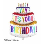 102x62cm folinis balionas Happy Birthday Cake