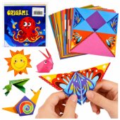 Origami rinkinys, spalvotas popierius, instrukcijų knygelė, 100 lapų