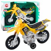 Motokroso bekelės transporto priemonė, šviesos ir garsai, geltona