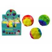 Šviečiantis kamuoliukas šokinėjimui ir minkymui, su įdubimais, spalvingas, 9.5cm