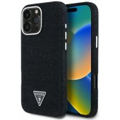 Denim dėklas su trikampiu logotipu ir „MagSafe“, skirtas iPhone 16 Pro, juodas