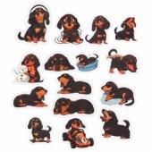 Set of Dachshund Stickers for Decorating Various Motifs 54 pcs.