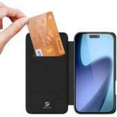 Skin Pro dėklas su atverčiamu dangteliu ir kortelių skyriumi, skirtas iPhone 17, juodas