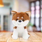 Pliušinis žaislas talismanas, mažas Shiba Inu šuo, baltas ir rudas, 20 cm