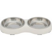 Trixie Bowl set, white, melamine/ stainless steel, 2 � 0.2 l/ o 13