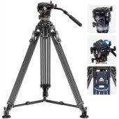 LL55 Carbon Fiber Video Tripod with Oil Head and Quick