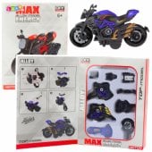 Motorcycle Toy For Assembling Screws Metal 1:14 DIY Black and Blue