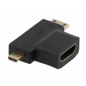 Adapter HDMI-M - miniHDMI-F/ microHDMI-F Black