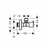 Stūra ventīlis S 1/ 2x3/ 8x10mm, hroms