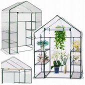 Mini Balcony Garden Greenhouse 4 Metal Shelves PVC Foil 195 x 143 x 73