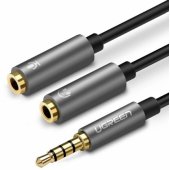 3.5mm (male) to 2x 3.5mm (female) Headset Splitter Dark grey