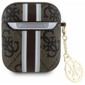 4G Printed Stripes Charm Cover for Apple AirPods 1/ 2 Brown