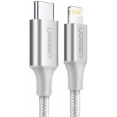USB Type C į Lightning MFI laidas 3A, 36W, 1m, sidabrinis