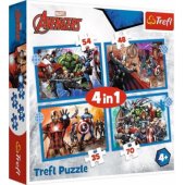 Trefl dėlionė 4in1 35,48,54,70 dalių Brave Avengers. Avengers 34386 Tref