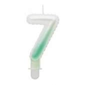 Torto papuošimas Number 7 (7cm), baltas/ žalias ombre