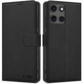 Dėklas su pinigine Motorola Moto G15 / G15 Power, matinė juoda