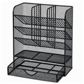 Metal Desk Organizer for Pens and Accessories, Black