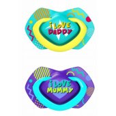 Silikoninis simetriškas čiulptukas Neon Love 6-18m mėlynas