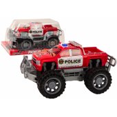 Raudonas policijos pikapas visureigis
