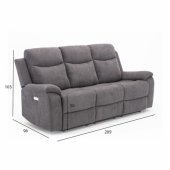 Recliner sofa MILO 3-seater with electric mechanism grey