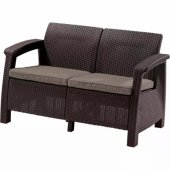Dārza dīvāns divvietīgs Corfu Love Seat brūns