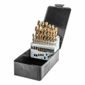 HSS-TiN metalui skirti grąžtai 1.0-13.0 mm, 25 vnt. rinkinys