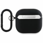 Geniune Leather Silver Logo AirPods 4 cover black