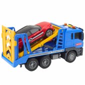 Techninės pagalbos vilkikas, lengvasis automobilis, šviesos ir garsai