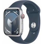 Watch Series 9 Cellular 45 mm sidabrinis nerūdijantis plienas/ audros mėlynumo apyrankė - S/ M